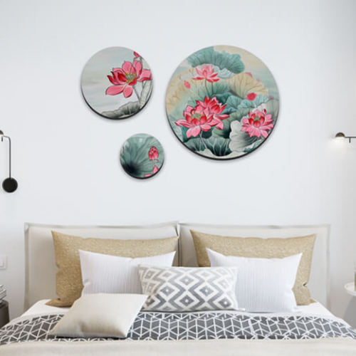 Сучасні Картини Triptych Pink lotus