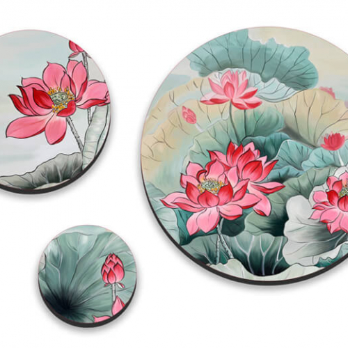 Сучасні Картини Triptych Pink lotus