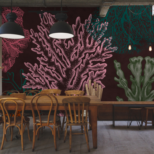 Wallpaper Art Walls 2022 Black Сolorful Coral